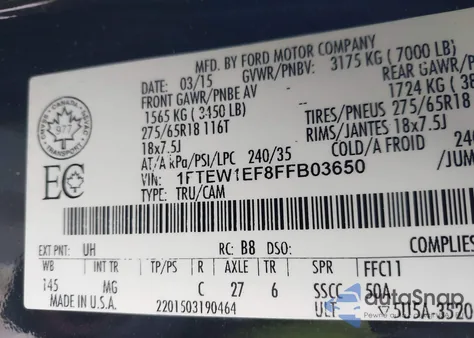 2015 Ford F-150 Xlt z USA, uszkodzony, nr VIN 1FTEW1EF8FFB03650